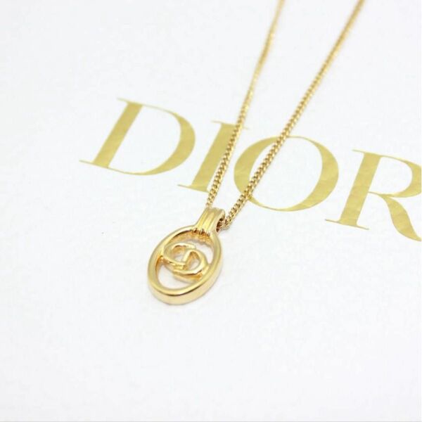 美品 Christian Dior ディオール CD ロゴ ゴールド ネックレス