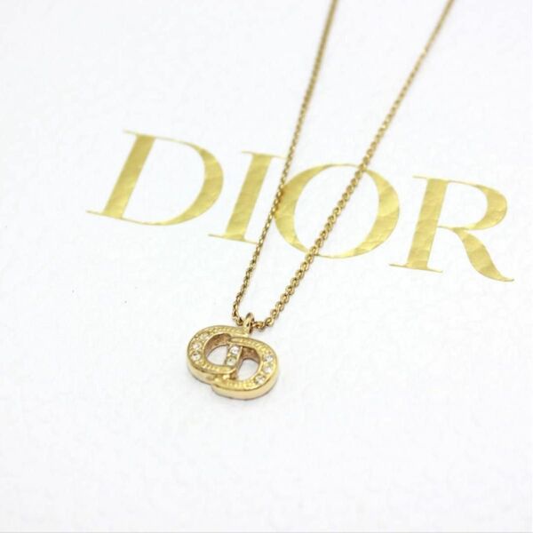 Dior クリスチャンディオール CD ロゴ ストーン ゴールド ネックレス