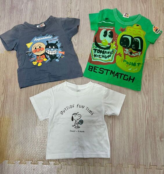 Tシャツ 3枚セット 100 110 アンパンマン スヌーピー ユニクロ JAM