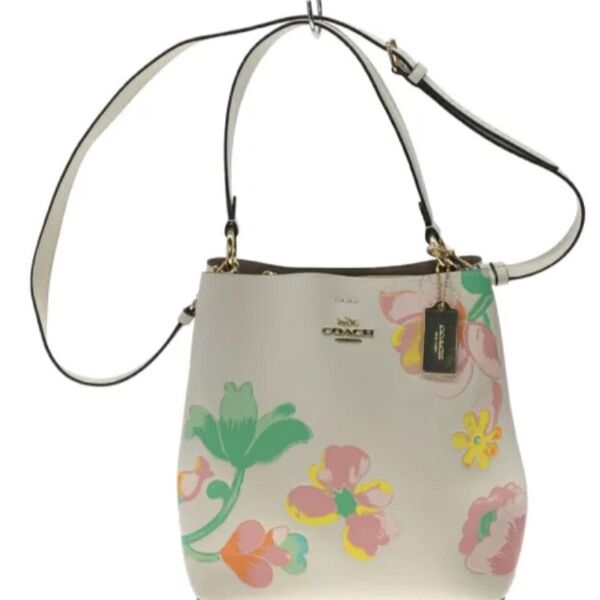 COACH コーチ ショルダーバッグ 花柄 フラワー ホワイト系