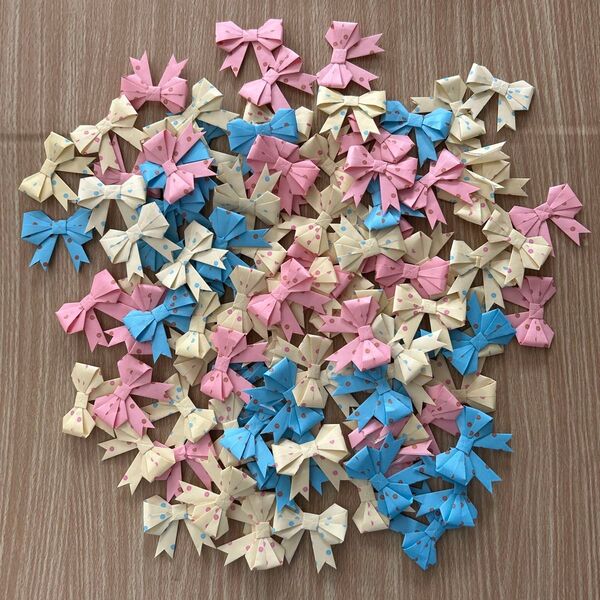 折り紙*デザインペーパー ミニリボン 100個 ハンドメイド