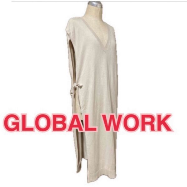 GLOBAL WORK 2way ロングニット ベスト 薄手