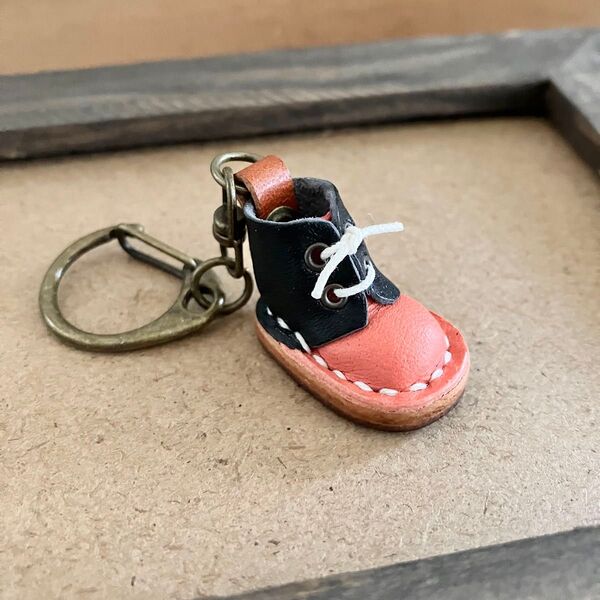 ⑥濃紺 ピンク 本革 ミニチュアシューズ 靴 ハンドメイド レザークラフト 革小物