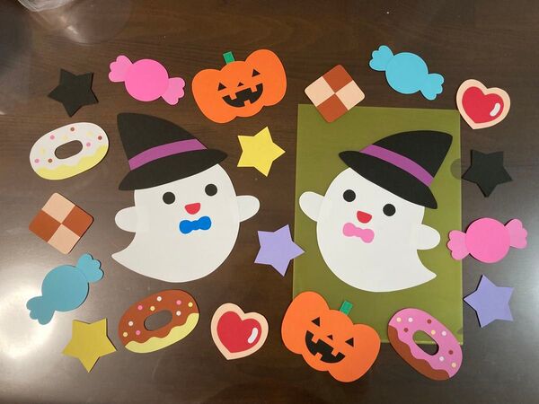 壁面飾り ハロウィン 10月 オバケ カボチャ ドーナツ おやつ お菓子 保育教材 窓飾り 秋の壁面