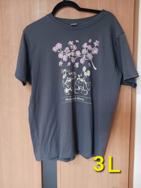 Disney ミッキー ミニー 半袖Tシャツ 3L 桜