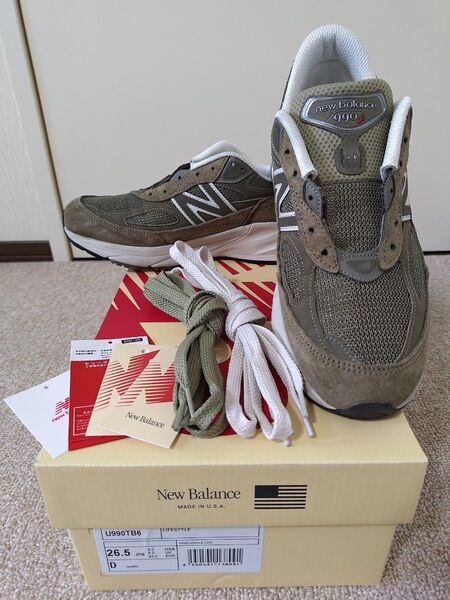 【美品】M990 ニューバランス 公式オンラインストア購入 New Balance U990TB6 26.5cm カーキ