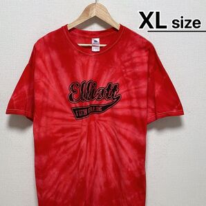 USA古着 Tシャツ XL レッド タイダイ柄 プリント クラス ロゴ コットン