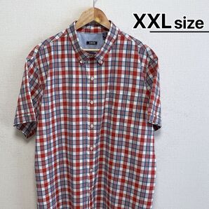USA古着 半袖シャツ XXL チェック柄 レッド 赤 ボタンダウン IZOD