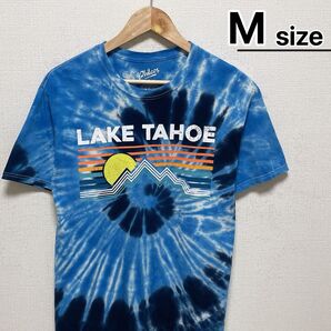 USA古着 Tシャツ M ブルー 青 タイダイ柄 コットン Lake Tahoe