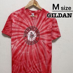 USA古着 GILDAN Tシャツ M レッド タイダイ柄 バレーボール ロゴ