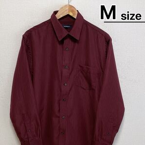USA古着 長袖シャツ M ストライプ ボルドー ワインレッド 赤 KOHL’S