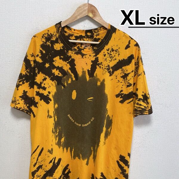 USA古着 Tシャツ XL タイダイ柄 イエロー ブラック BUBBA GUMP