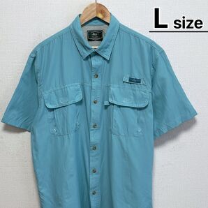 G.H.BASS フィッシングシャツ 半袖 L ライトブルー 水色 USA古着