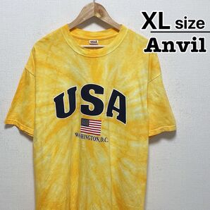 USA古着 00s Anvil Tシャツ XL イエロー 黄色 アメリカ 国旗