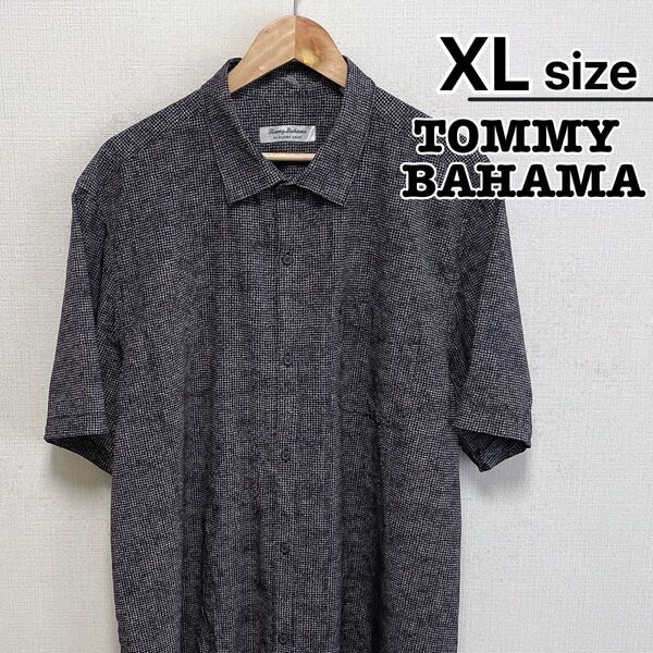 TOMMY BAHAMA 半袖シャツ XL グレー ブラック チェック柄 古着