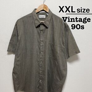 USA古着 90s Vintage 半袖シャツ XXL ストライプ柄 グレー