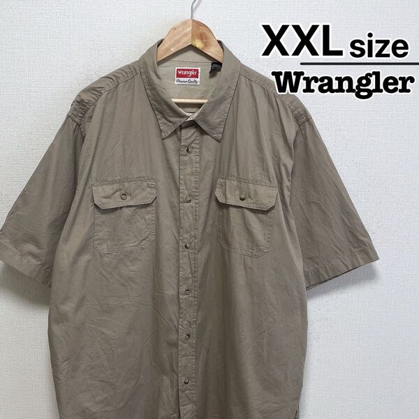 Wrangler コットンシャツ 半袖 XXL ベージュ 無地 ワーク 古着