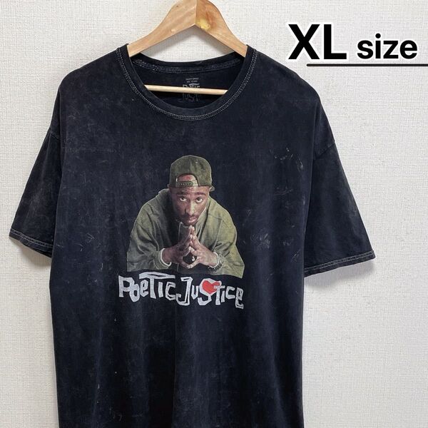 2Pac Tシャツ XL ブラック ウォッシュ加工 ヒップホップ ラップ 古着
