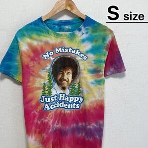 USA古着 Tシャツ S タイダイ柄 プリント フォト 人物 Bob Ross