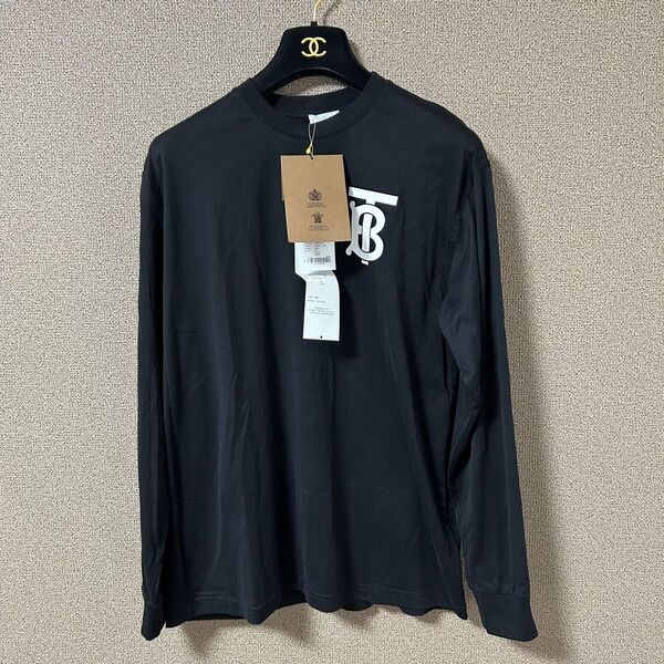 新品未使用タグ付き【BURBERRY】バーバリー TBロゴ XS ロンT 黒 オーバーサイズ Tシャツ 長袖 メンズ 現行モデル