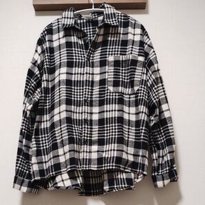 チェック柄シャツ モノトーン ゆったりシルエット 160サイズ