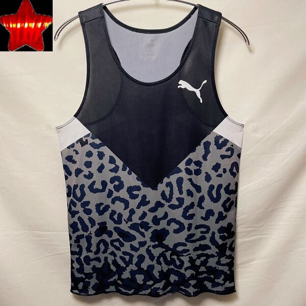 【PUMAエリート】タンクトップ レオパード柄 シングレット ランニングウェア