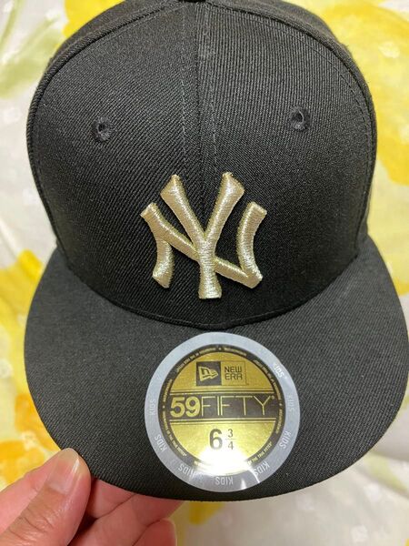 NEW ERA キッズ キャップ 59FIFTY ブラック×ゴールド 6 3/4