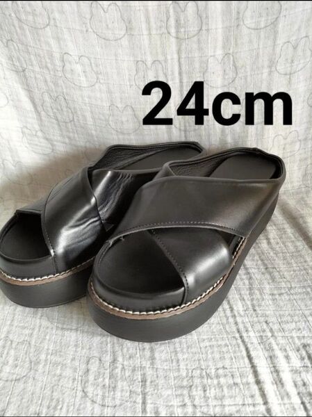 新品 厚底 サンダル レディース 黒 24cm 38