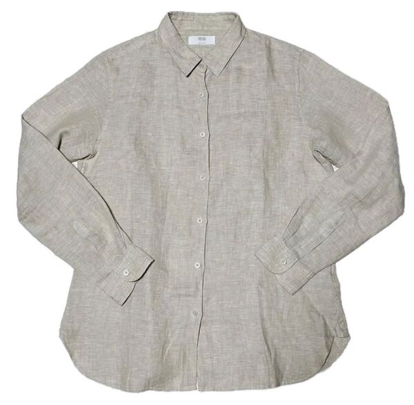 UNIQLO ユニクロ リネンシャツ長袖 Lサイズ ベージュ
