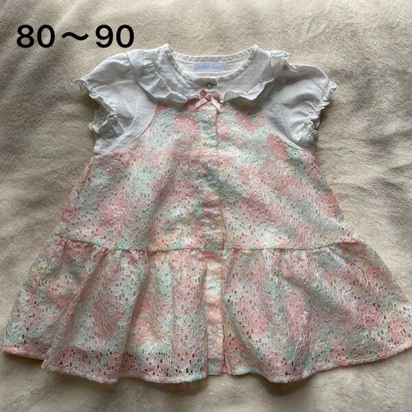 bebe ワンピース 80〜90 M ベビー服 トップス 花柄 ピンク ベベ BEBE