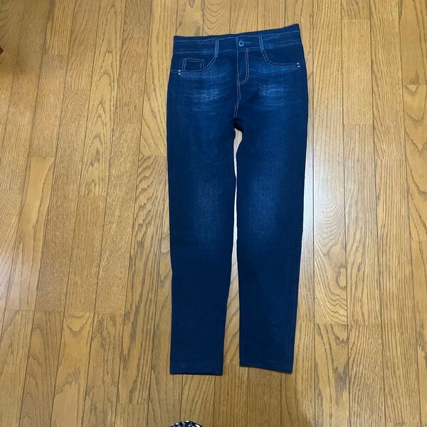 デニム風レギンス ストレッチパンツ ブルー系