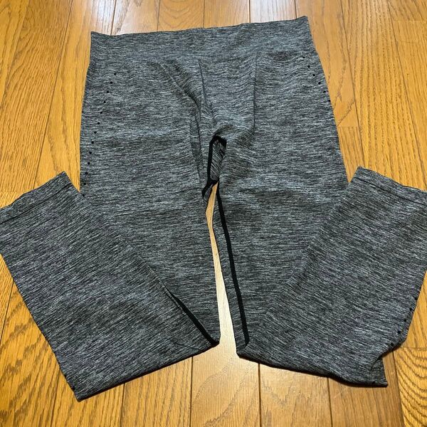 レディース レギンス グレー ストレッチ素材 メッシュデザイン