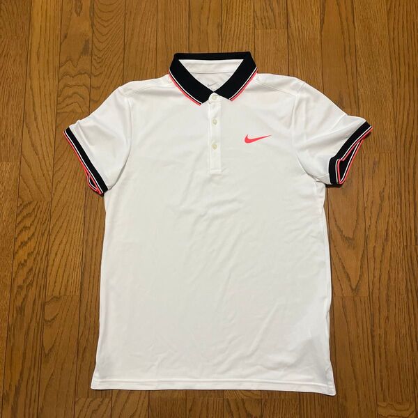NIKE ナイキ テニス ポロシャツ メンズ ホワイト ピンク 黒 ライン入り