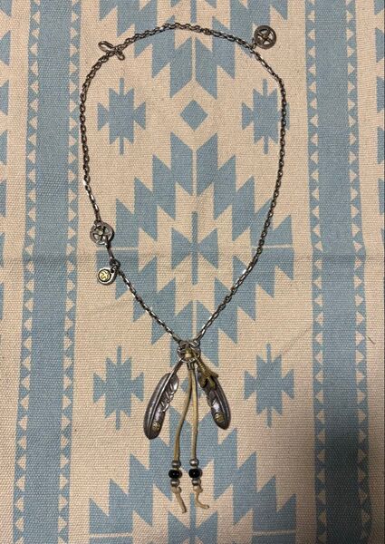 navajo【カスタム美品】Silver925 ダブルフェザーネックレス