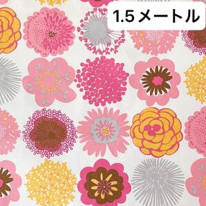 花柄 オックス生地 ワイド幅 ダブル幅 布 ハギレ★148×150㎝★かわいい北欧風フラワー★ピンク系★女の子★日本製