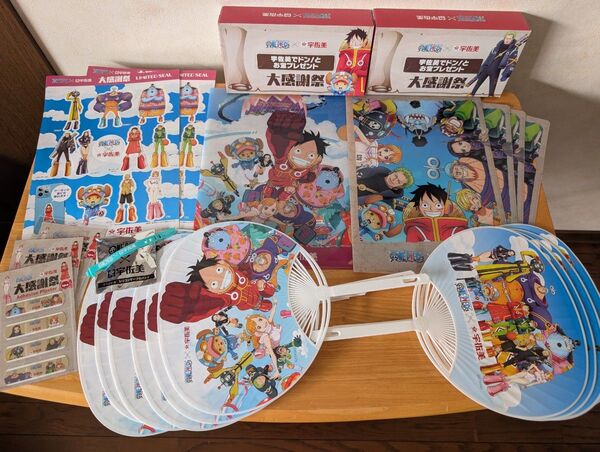 ★ワンピースONE PIECE×宇佐美 コラボ BOXティッシュ うちわ シール クリアファイル 絆創膏 シリコンケーブルバンド★