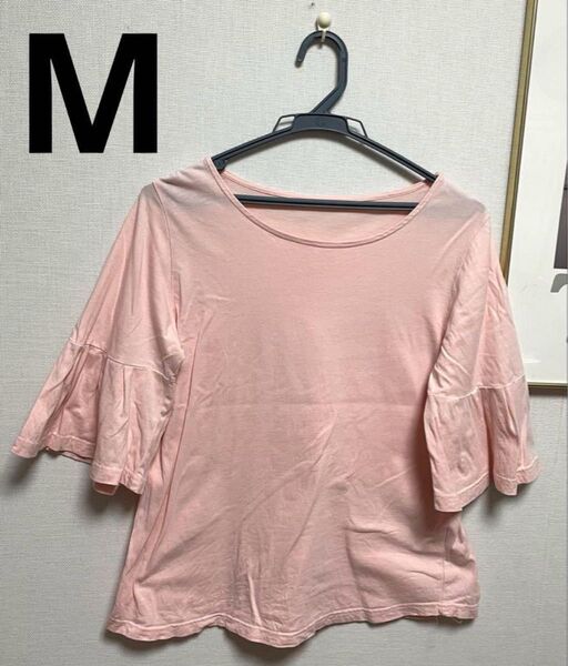 レディース Tシャツ 五分袖 ピンク