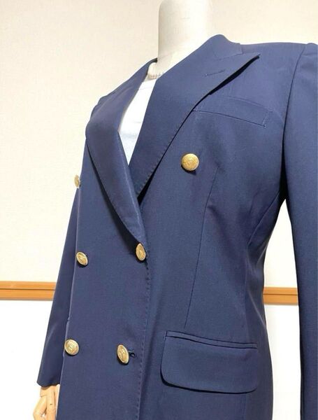 バーバリー 紺ブレザー ダブル ロゴ刻印金ボタン Burberry
