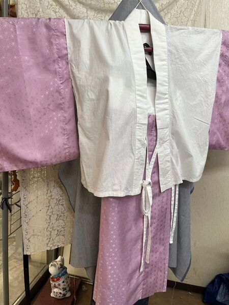 二部式 長襦袢 綿 + ポリエステル素材 半衿付き Mサイズ