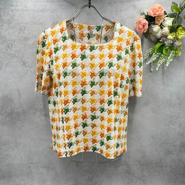 レリアン 半袖カットソー Tシャツ 総柄