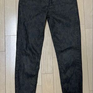 ZARA パイソン柄 パンツ スキニー グリーン デニム