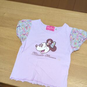 100cm★ミニーちゃんリバティ小花柄プリントTシャツ