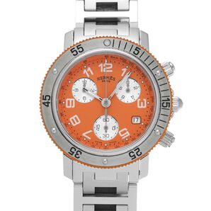 【本日限定価格】エルメス HERMES クリッパー ダイバー クロノグラフ CL2.916 オレンジ/シルバー