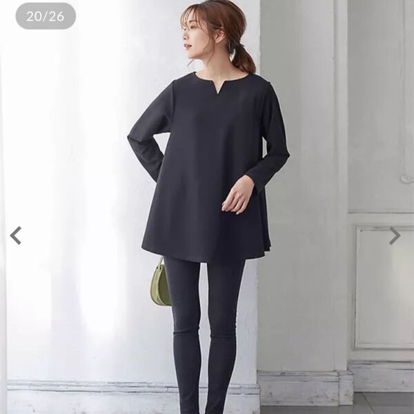 神戸レタス トップス ネイビー カットソー 婦人カットソー 紺 長袖 レディース