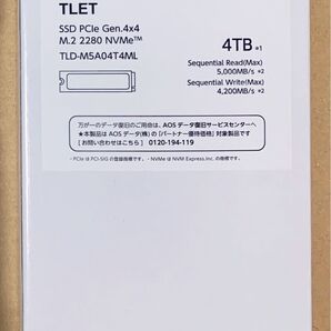 東芝エルイートレーディング(TLET) 内蔵SSD 4TB PCle Gen4x4 M.2 2280