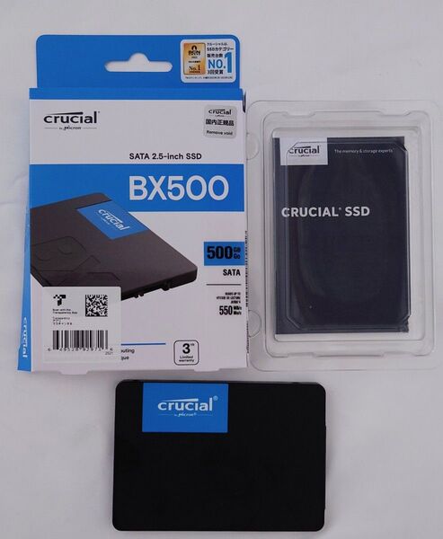 中古 Crucial(クルーシャル) SSD 内蔵2.5インチ SATA接続 BX500 シリーズ 500GB 箱説明書付 送料込