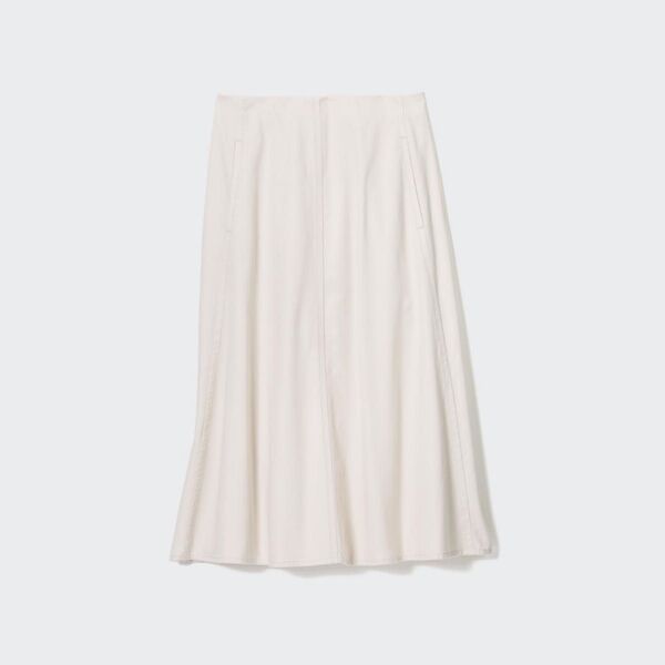 【5月末削除】ユニクロ UNIQLO コットンフレアミディスカート(丈標準75~79cm)ホワイト 白 スカート フレア