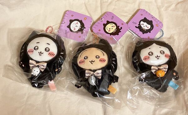 新品未開封品 ちいかわ ハロウィン 黒猫のマスコット ちいかわ うさぎ ハチワレ 3点セット