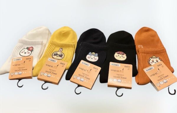 新品未使用品 ちいかわ GU 靴下 5点セット ちいかわ ハチワレ うさぎ くりまんじゅう シーサー