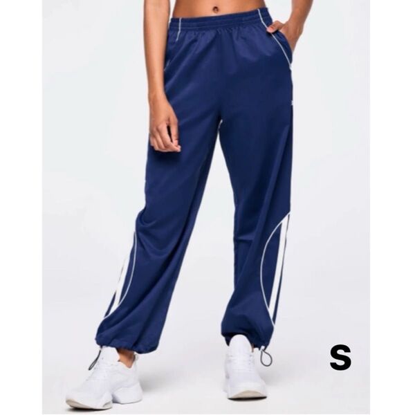 【新品】新作 ウェア パンツ トラックパンツ パラシュート ズンバ zumba メンズ レディース ネイビー ホワイト 紺 白/S